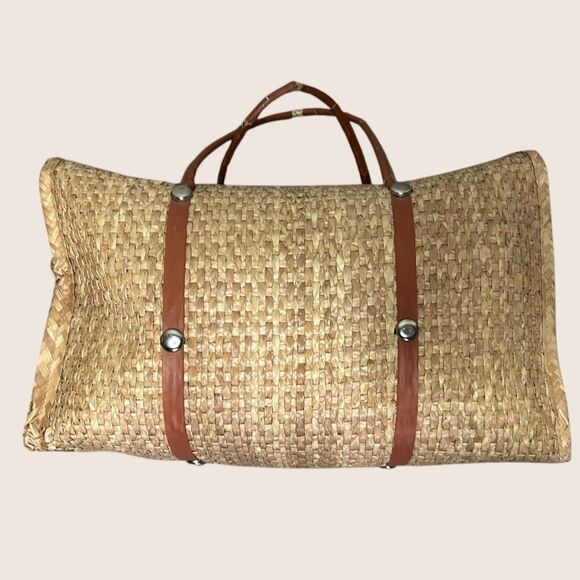 🧺 VTG WOVEN STRAW SUITCASE TOTE MEXICAN SOUVENIR MARKET BAG TURN LOCK CLOSURE - Picture 4 of 8
